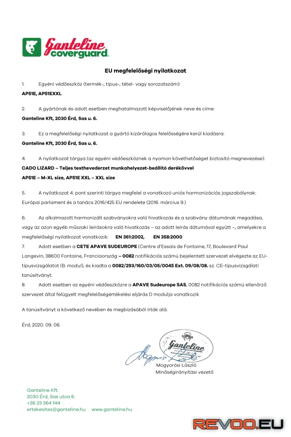 Lizard teljes testevederzet övvel (3+2 pont) Cado MOAP51EX 2.