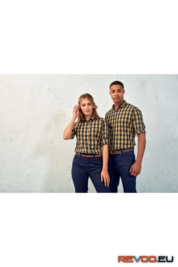 Mulligan check férfi hosszú ujjú pamut ing Premier PR250 2.