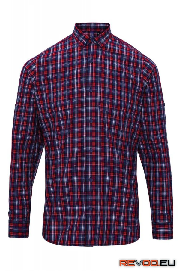 Sidehill check férfi hosszú ujjú pamut ing Premier PR256 1.