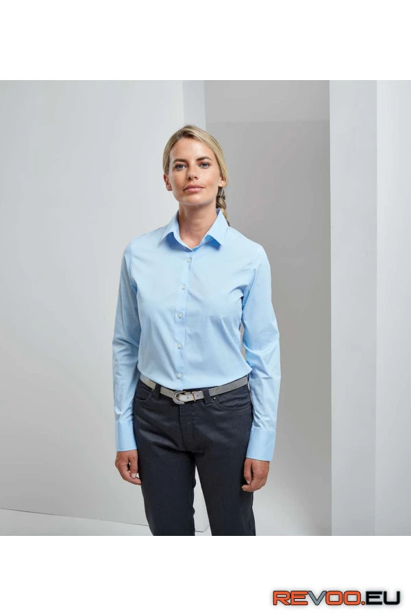 Elasztikus pamut poplin hosszú ujjú ing Premier PR344 2.