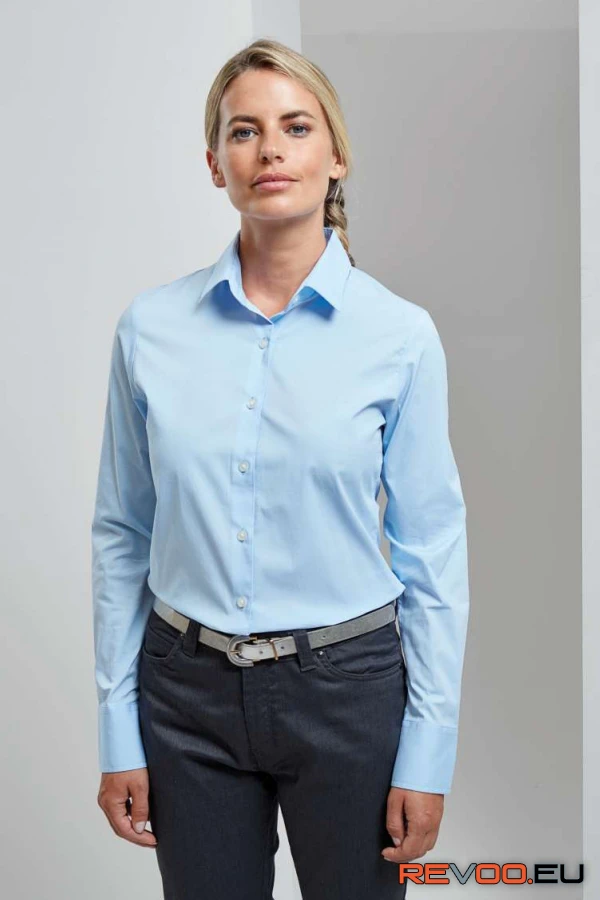 Elasztikus pamut poplin hosszú ujjú ing Premier PR344 1.