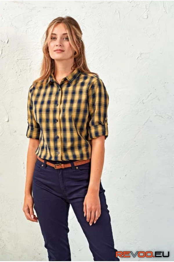 Mulligan check női hosszú ujjú pamut ing Premier PR350 1.