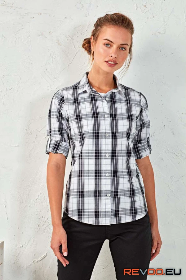 Ginmill check női hosszú ujjú pamut ing Premier PR354 1.