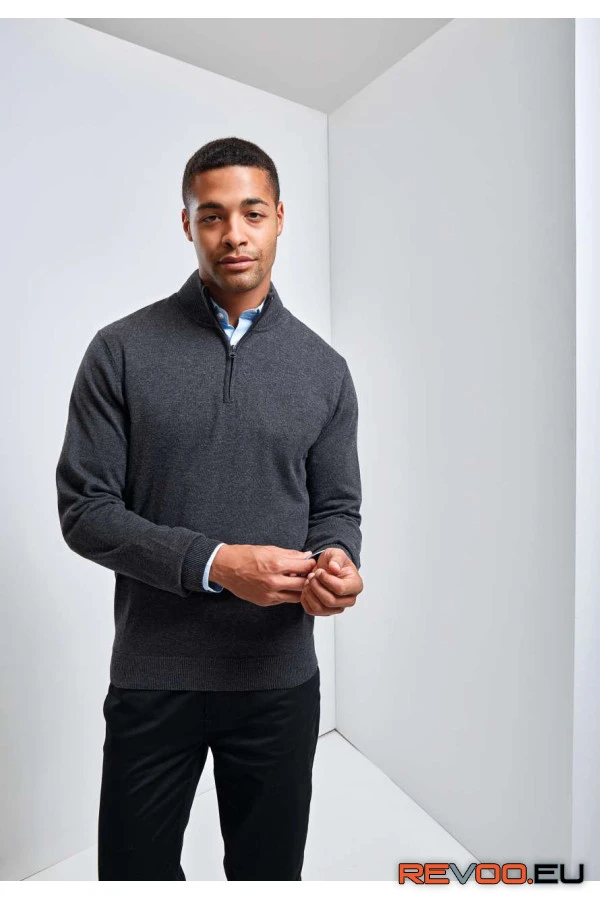 Negyedes cipzáras kötött pulóver Premier PR695 1.