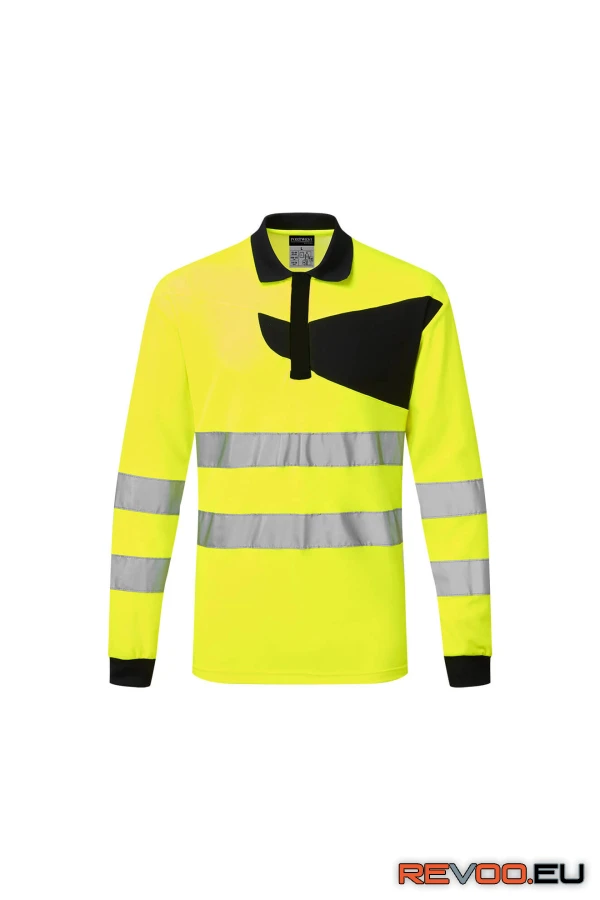 PW2 Hi-Vis hosszú ujjú galléros póló   Portwest PW220 2.