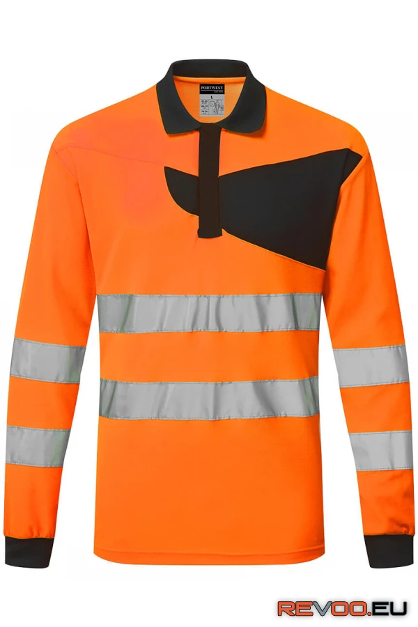 PW2 Hi-Vis hosszú ujjú galléros póló   Portwest PW220 1.