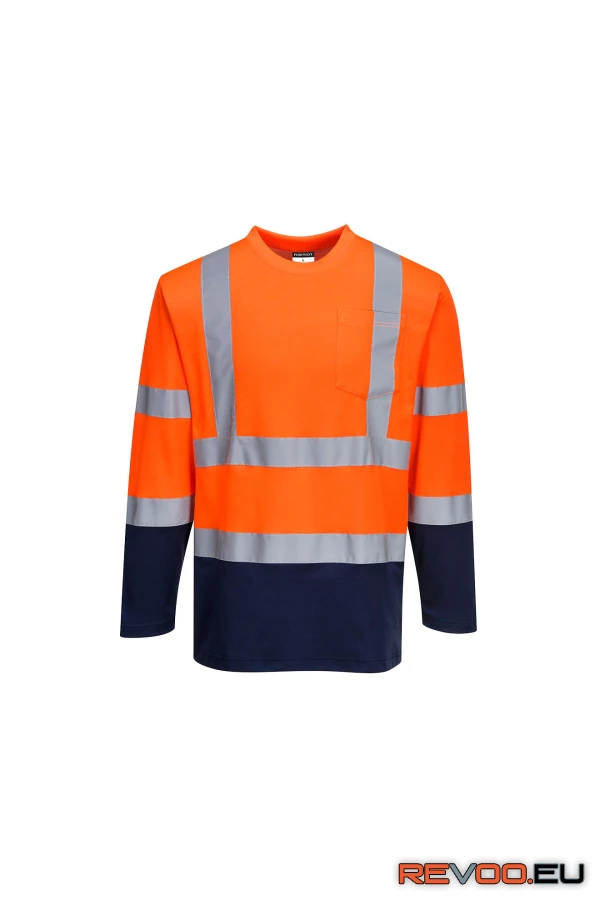 Kéttónusú, hosszú ujjú Cotton Comfort póló   Portwest S280 2.