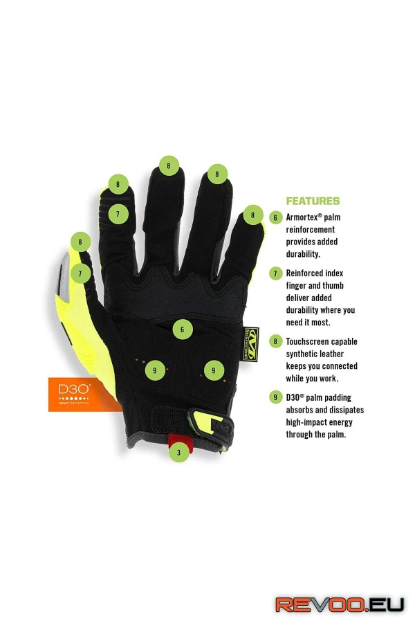Hi-Vis M-Pact kesztyű sárga SMP-91   Mechanix SAP02242-2246 6.