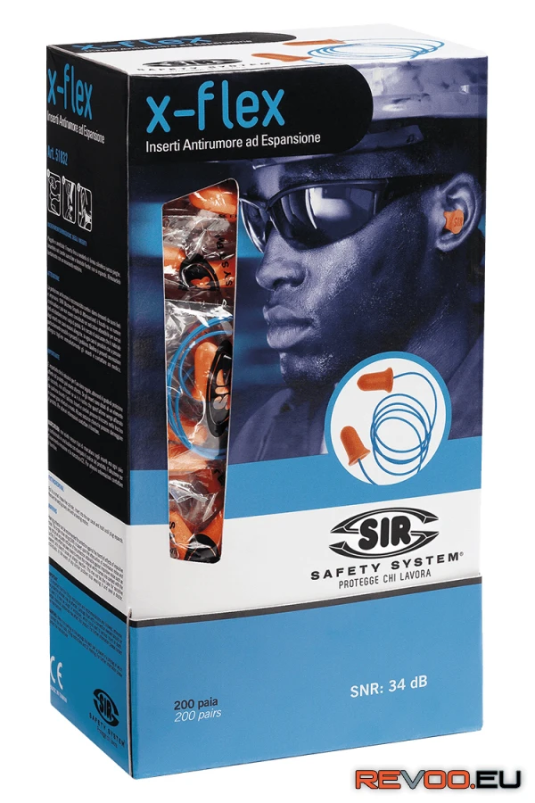 Zsinóros füldugó SNR 34dB X-Flex (200pár) Sir Safety System SSY-FC1116 1.