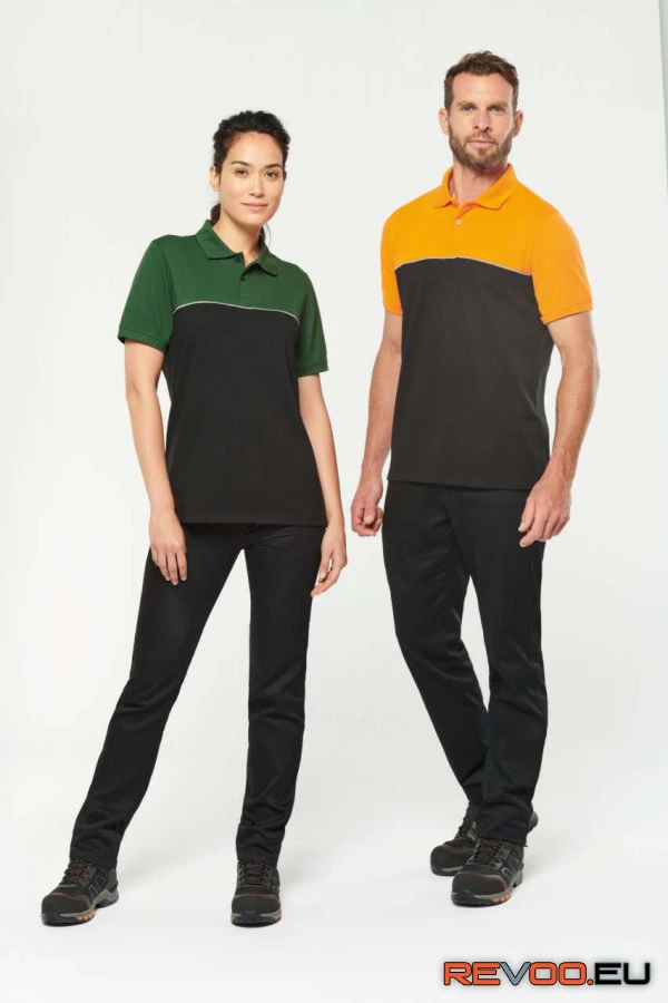 Uniszex környezetbarát kétszínű rövid ujjú galléros póló Designed To Work WK210 6.