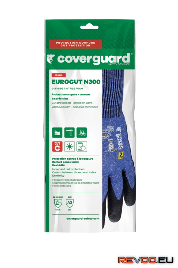 Eurocut N300 hab nitril mártott vágásbiztos kesztyű   Coverguard 1CUNC00 3.