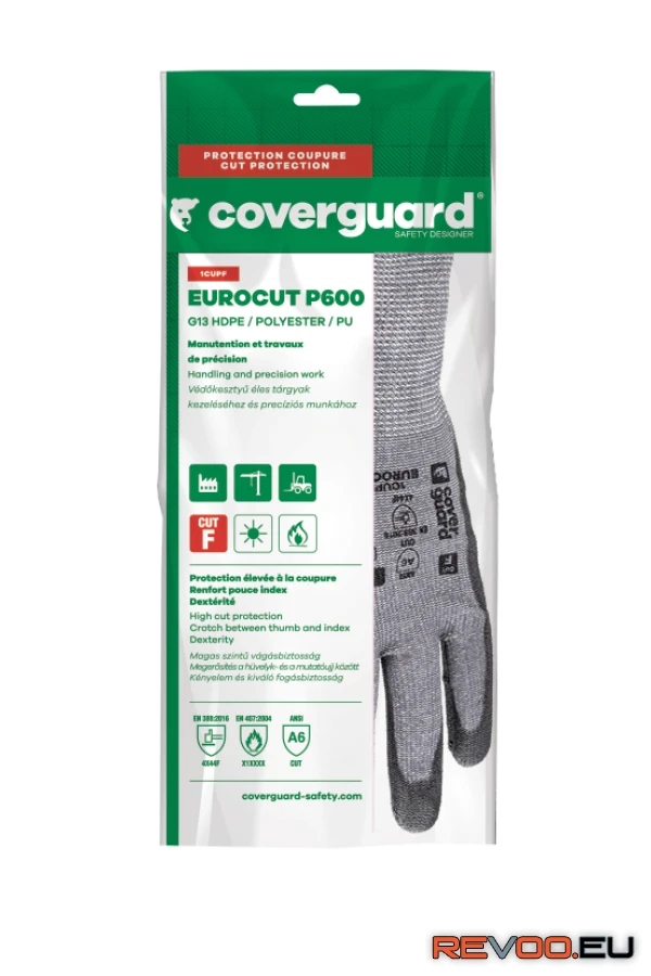 Eurocut P600 PU mártott vágásbiztos kesztyű   Coverguard 1CUPF00 3.