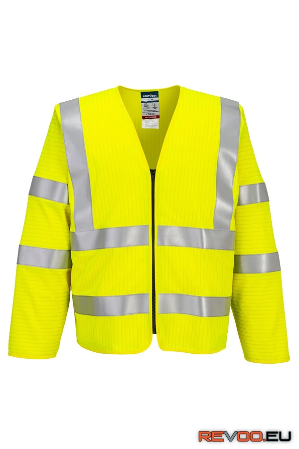 Bizflame Hi-Vis FR lángálló, antisztatikus hosszú ujjú cipzáras vékony felső Portwest FR616