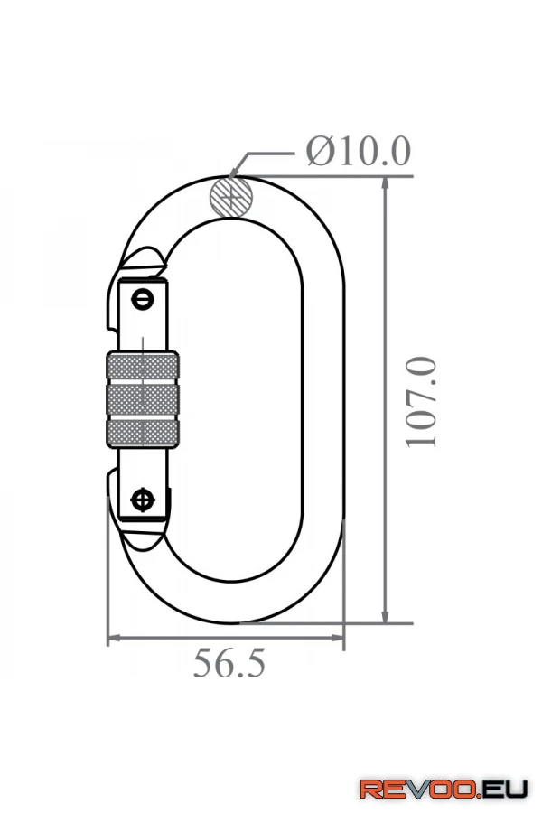 Csavarosan zárható acél karabiner, 18mm nyitótávolsággal   Kratos KRA-FA5010117 1.