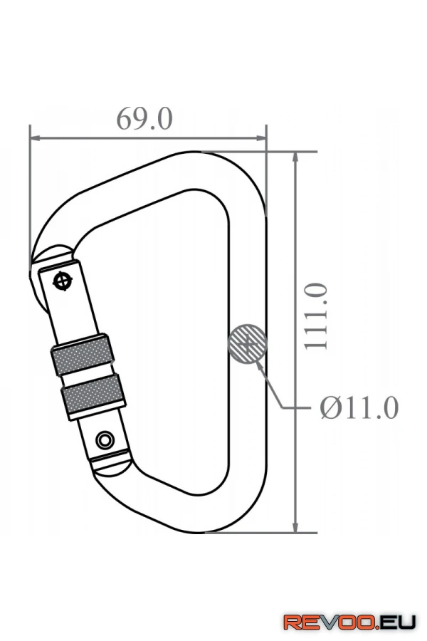 Alumínium csavaros reteszelő karabiner 22,5mm nyílással   Kratos KRA-FA5010322 1.