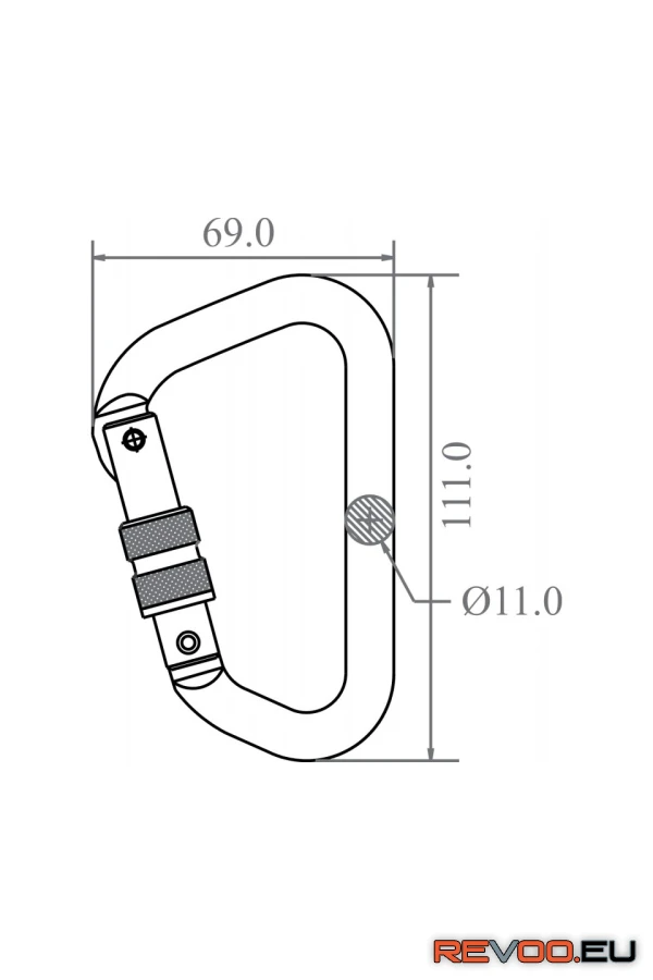 Csavarmenetes karabiner 18,5mm nyílással   Kratos KRA-FA5010322B 1.