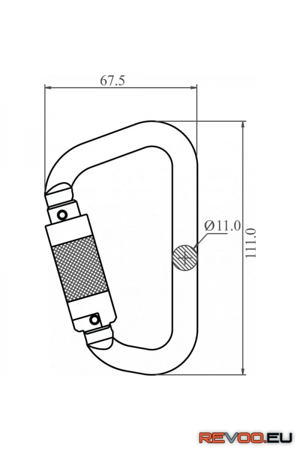 Alumínium karabiner, negyedfordulatos zárral, 21mm nyitótávolsággal   Kratos KRA-FA5020122 1.