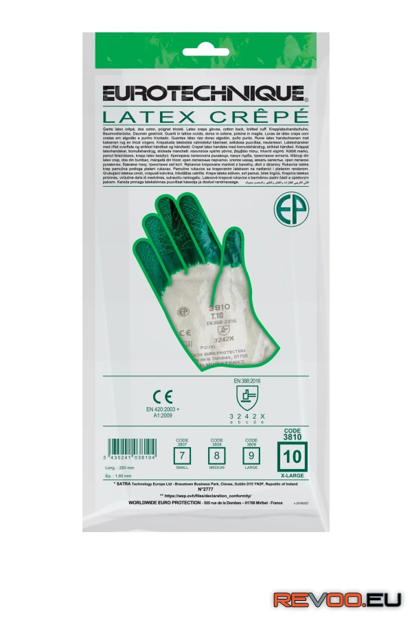 Mártott krepp latex érdes, szellőző kézhát  Euro Protection MO3810 2.