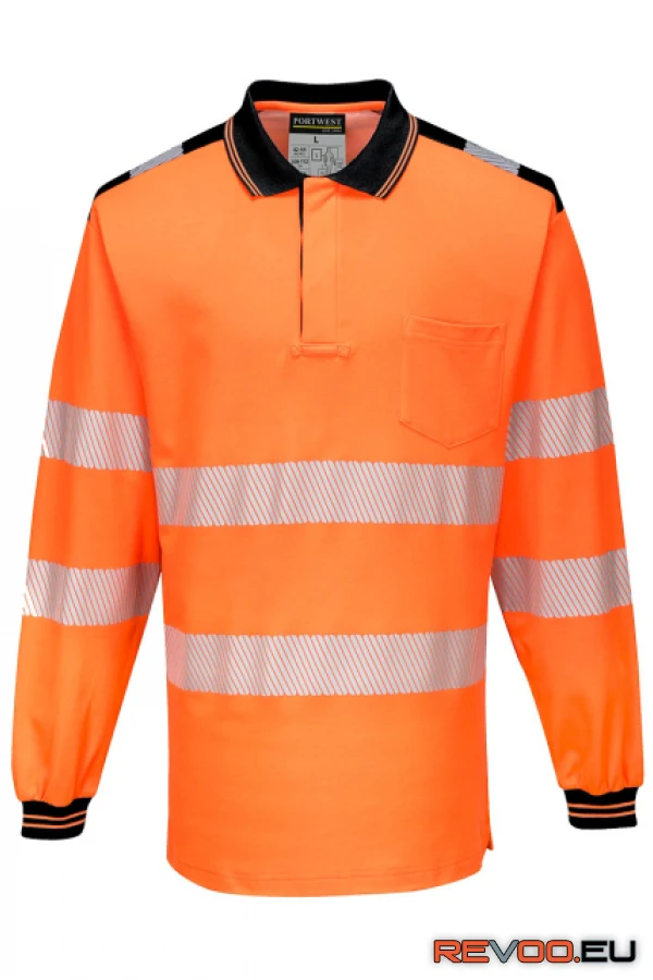 PW3 Hi-Vis hosszú ujjú galléros póló   Portwest T184 